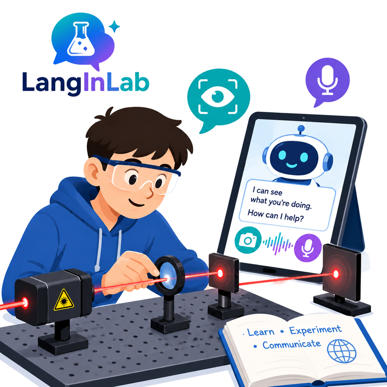 LangInLab: Augmenting Engineering Lab Instruction with Vision- and Voice-Enabled AI Agents for Language Learning